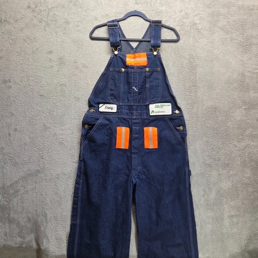 Dickies Overalls Mens 36X34 Blue Carpenter Straight Reflectors Workwear Denim
